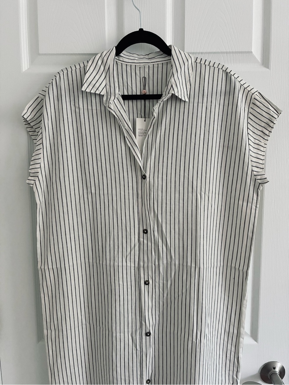 Calia Swim Coverup Dress Yucatan Stripe Ivory Linen Blend Button Down NWT Medium - Picture 5 of 15